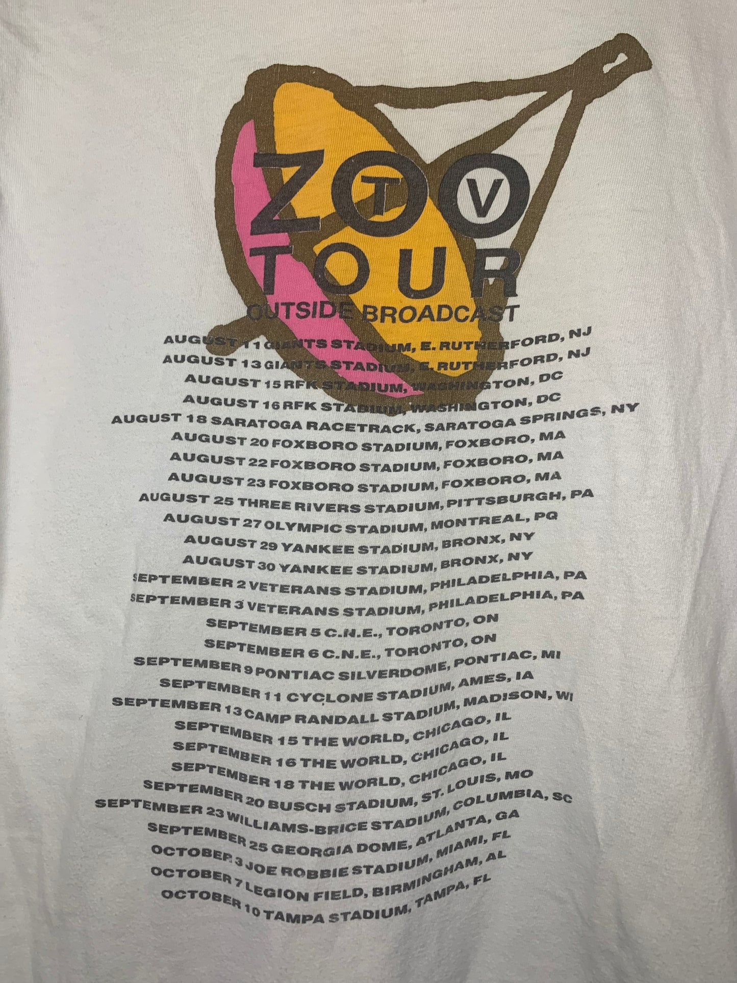 1992 U2 Broadcast Tour Tee Sz L