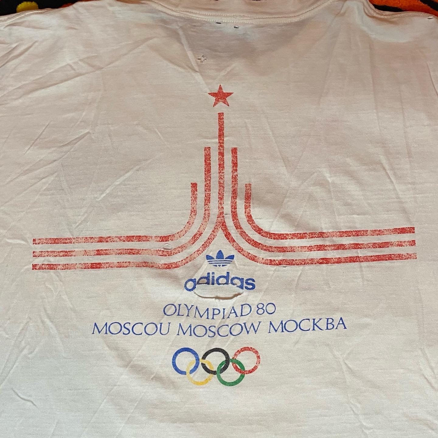 1980 Distressed Adidas Moscow Olympics Tee (M)