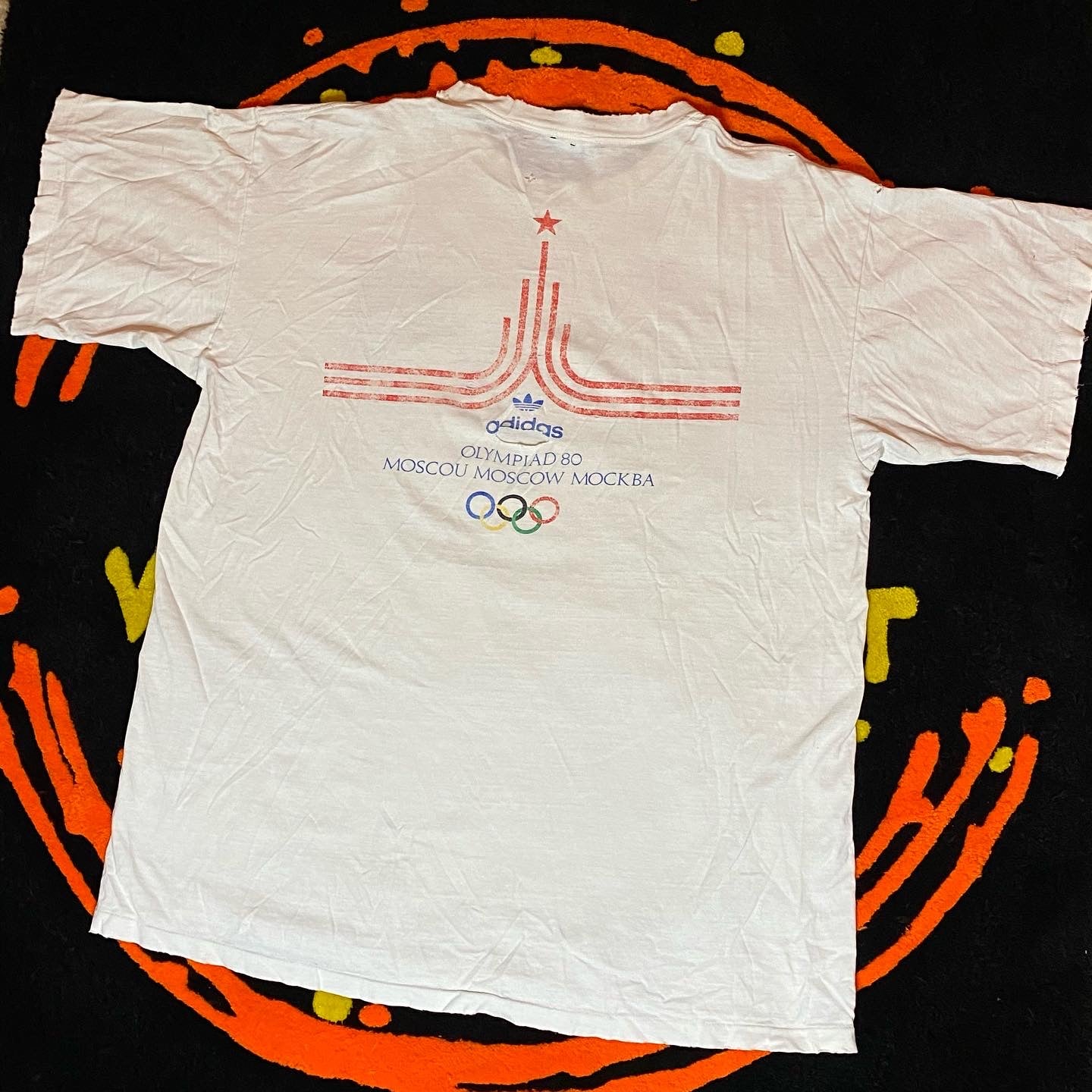 1980 Distressed Adidas Moscow Olympics Tee (M)